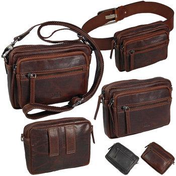 Saszetka męska na pasek na ramię skórzana 61938 BRANCO